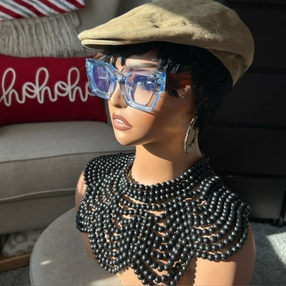 NWT✨ Wooden black Shoulder Shawl necklace Collar beaded Necklace LUXE BOHO - Picture 5 of 6